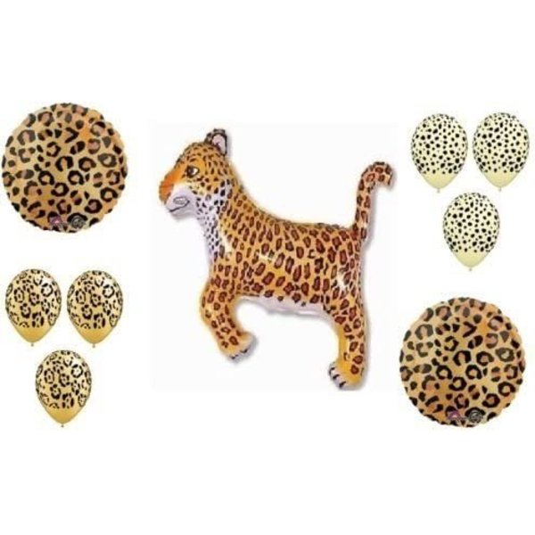 Loonballoon LEOPARD Cheetah BLACK SPOTS Jungle ZOO Safari Party Mylar & Latex BALLOONS Set B01FTXNHEI